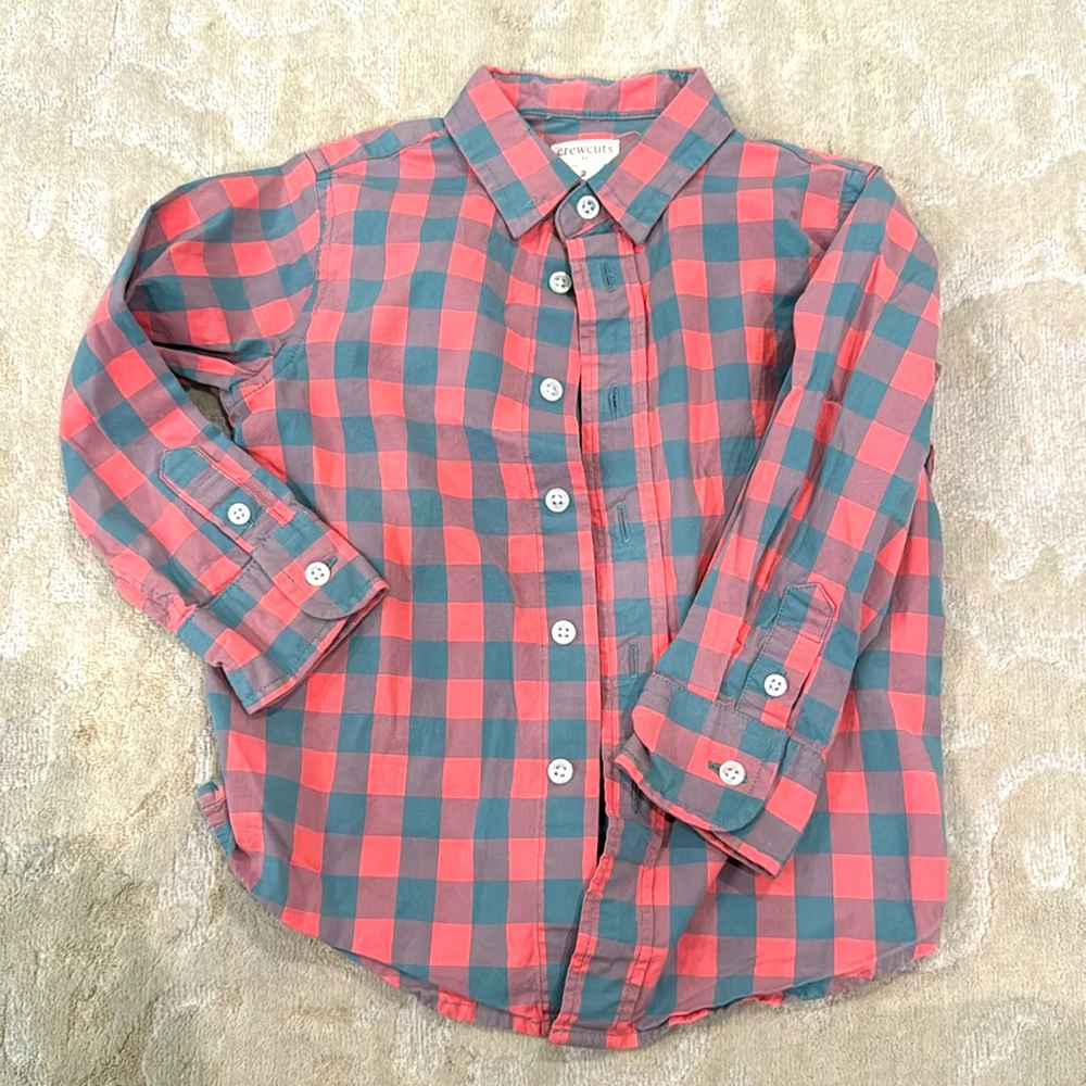 J.Crew crew cut size 2 slate blue and red button-down shirt